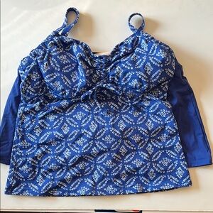 Lands End Blue Patterned Women's Swim Suit
